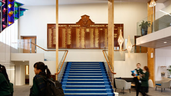 Foyer of Te Manawa o Te Kura, the heart of Marsden school