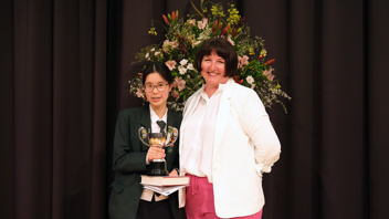 Chloe Sim, The Orr-McFaull Cup for Excellence in Debating 2022 (with Serena Saunders Sarena, senior debating coach))