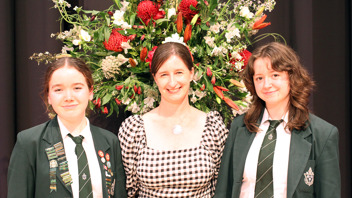 Performing Arts Director, Sarah Wilson with student Heads of Performing Arts, Louisa Boyer and Freya McKeich